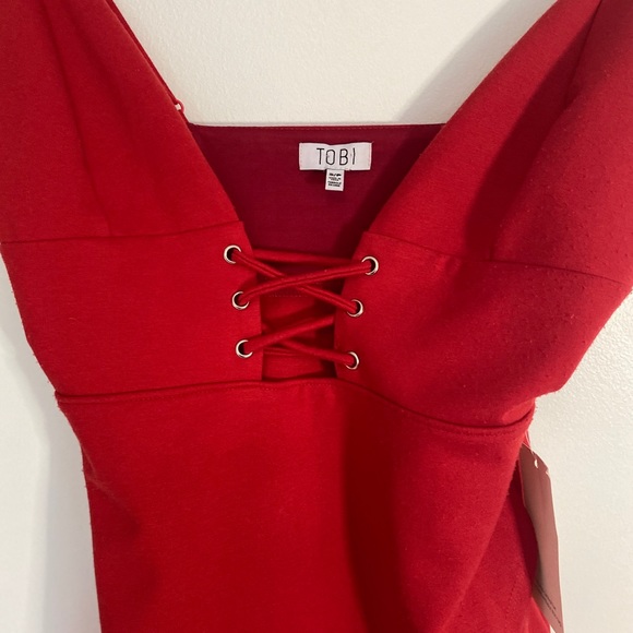 NWT TOBI Red Lace-up Tank Adjustable Straps Small - Picture 3 of 12